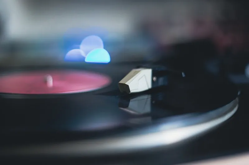 a close-up of a record player
